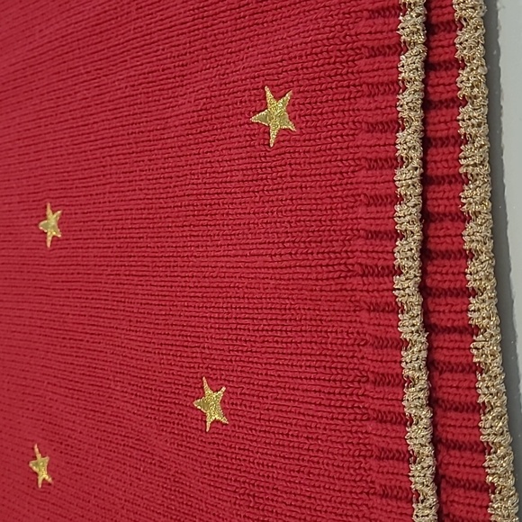 EUC VTG Quacker Factory Red Turtleneck Knit Sweater with Gold Stars - Picture 12 of 13